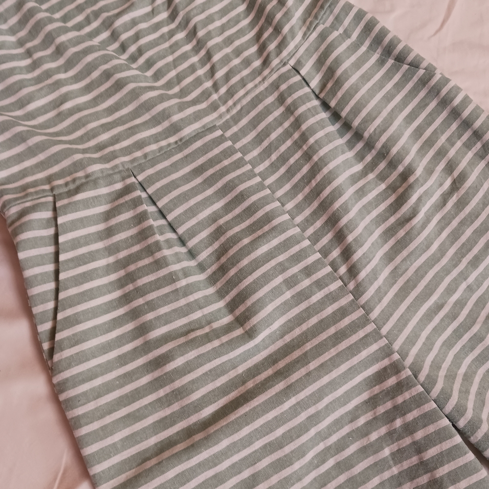 Alelly High Neck Sleeveless Jumpsuit Green and White Stripes Women's Size Large - Picture 5 of 6